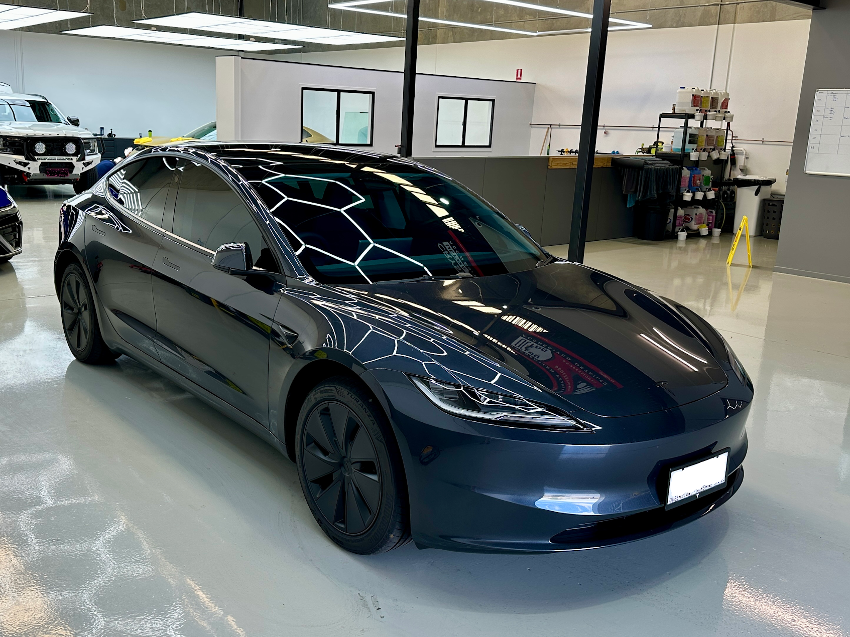 Dougal’s Tesla Model 3 with ceramic window tint at Deluxe Detail Brisbane
